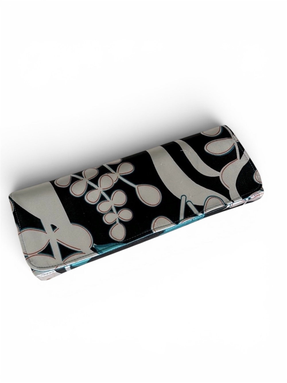 Stylish Black, White and Turquoise Clutch Purse
